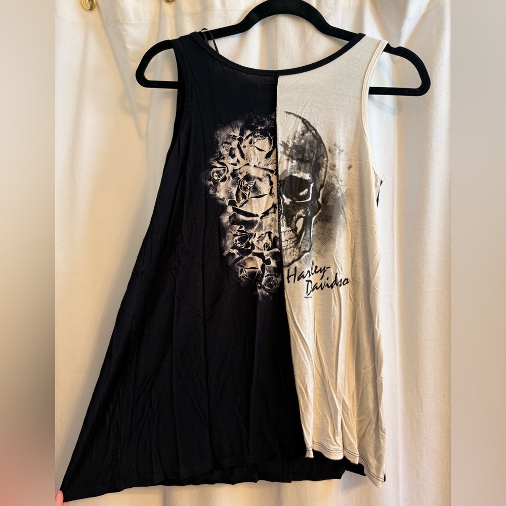 Harley-Davidson Women's Black and White Split Skull Tank